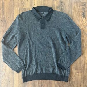 Rails Men’s Anders Contrast-Trimmed Wool-Blend Polo Sweater Charcoal Size Large